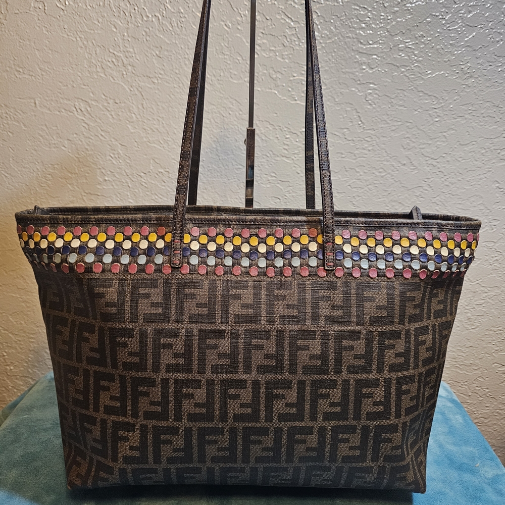 Fendi zucca MM size Tote Bag with Multicolor Accents